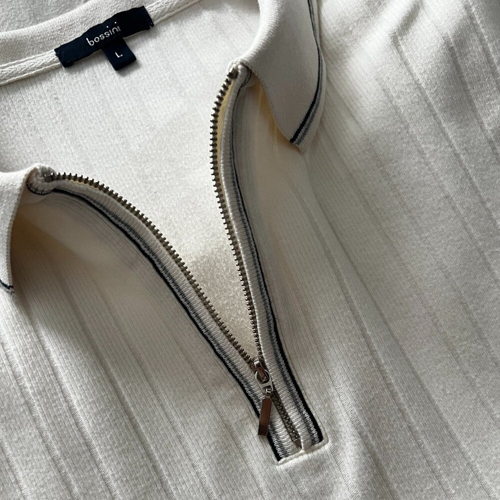 Bossini Zip Long Sleeve Polo Shirt Ribbed